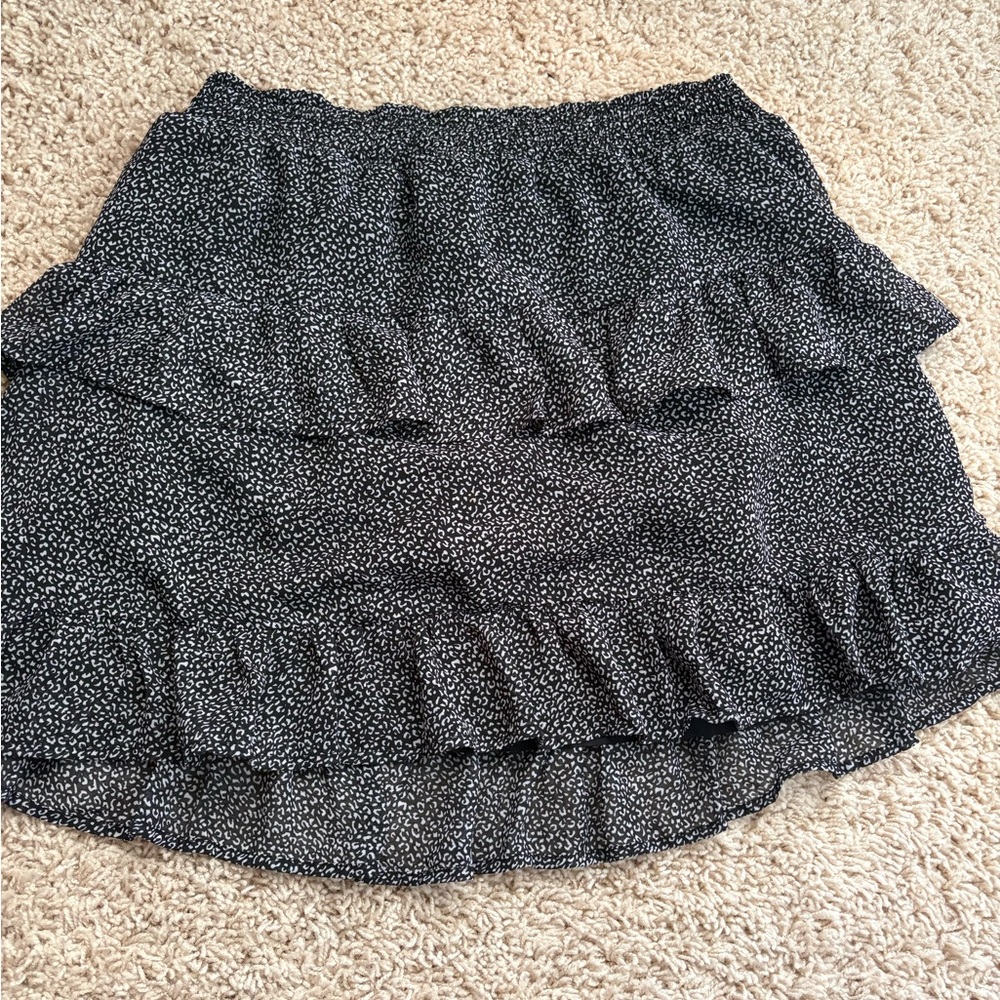 Altar'd State Black and White Ruffle Mini Skirt